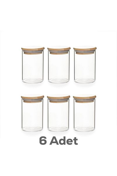 emdeco Set of 6 Bamboo Lids Spice Shakers with Label + Spoon Gift 200 ml