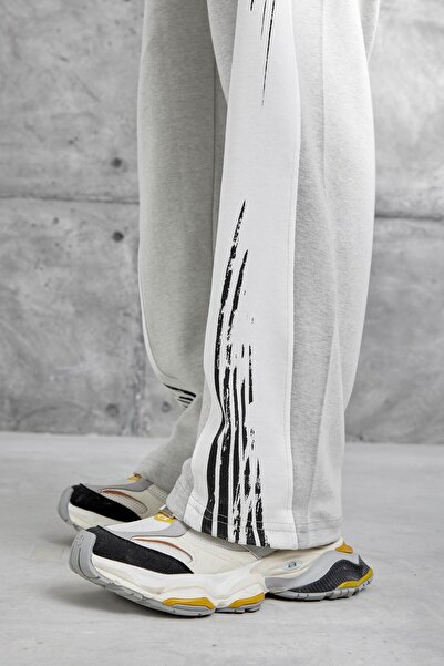 NOMARC Ανδρικό γκρι φούτερ με ριγέ ριγέ φόρμα