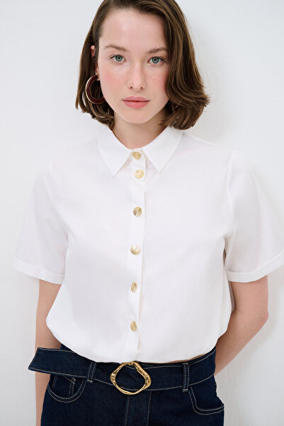 adL Çıtçıtlı Crop Gömlek