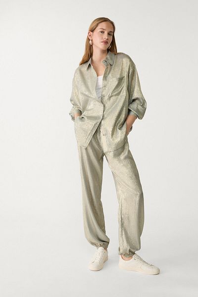 Stradivarius Metallic Drawstring Trousers Limited Edition