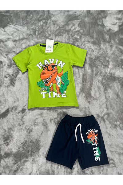 NEWKİDS 3-6 Years Old Boy's Suit with Printed Shorts