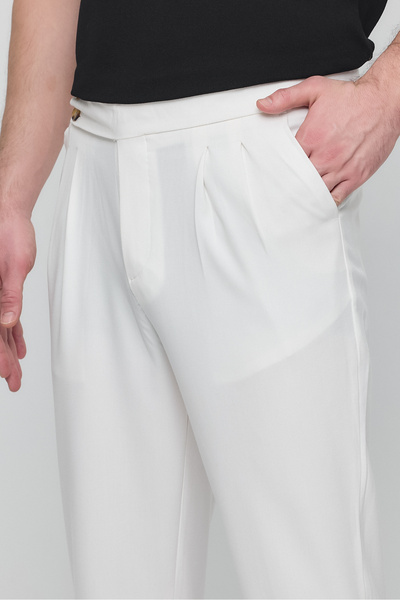 GIENTO Men's Classic Lycra Pleated Double Leg Fabric Pants