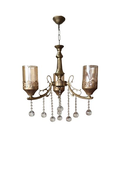 Uçar Milena Ottoman Authentic Crystal Stone Glazed Cast Tumbled 3-Piece Chandelier