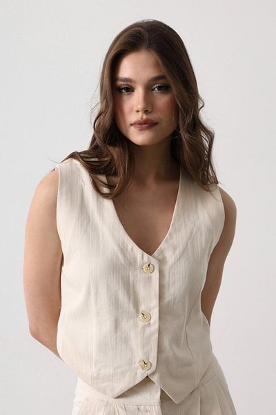 BEYD Ecru Herringbone Vest