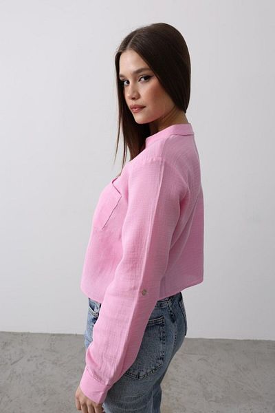 trend henna Pink Pocketed Judge Collar Blouse