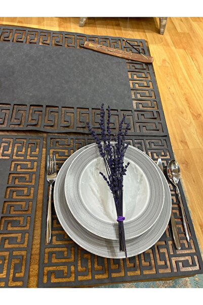 EHA LAZER Сірий лазерний виріз Штучна шкіра Набір столових приборів