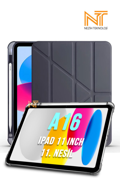 Nezih Case iPad 11. Nesil A16 2025 11 Inch Uyumlu Tri Folding Kalem Bölmeli U...