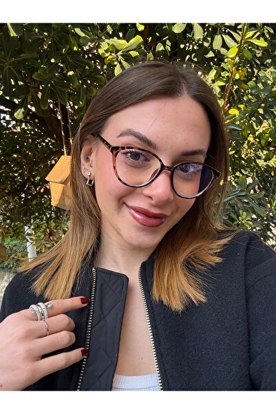 Melinora Nora Oval Leopard Patterned Optical Compatible Blue Block Blue Light...