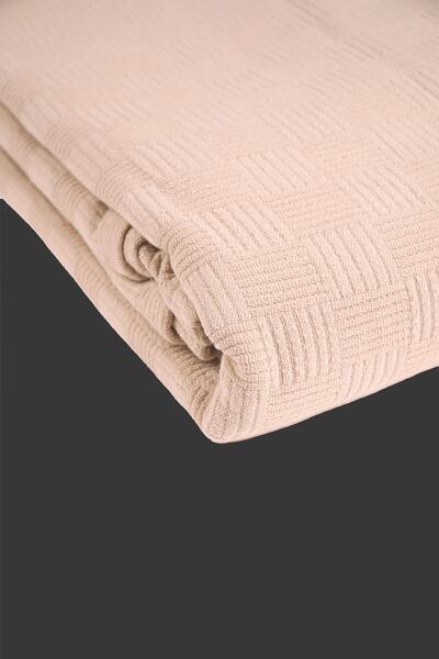 ERFAHOME Βαμβακερό διπλό πικέ και κάλυμμα κρεβατιού με σχέδιο σκακιέρας - ανοιχτό καφέ