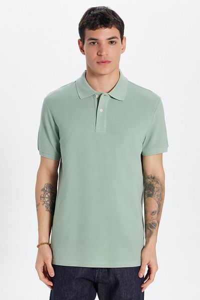 Tudors Ανδρικό T-shirt Slim Fit Slim Fit 100% βαμβακερό πράσινο γιακά πόλο