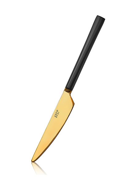 Avcı Black Mix Touch Matte 6 Piece Dessert Knife 18/10 Stainless Steel