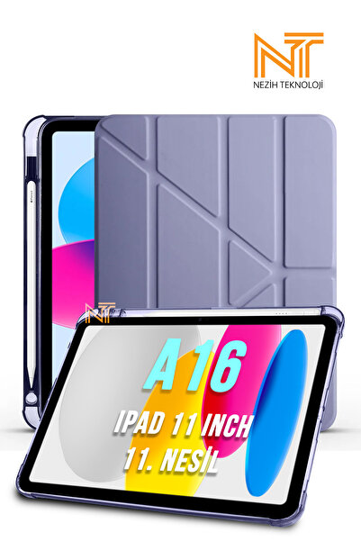 Nezih Case iPad 11. Nesil A16 2025 11 Inch Uyumlu Tri Folding Kalem Bölmeli Uyku Modlu Akıllı Kılıf
