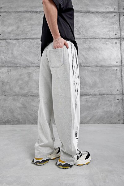 NOMARC Ανδρικό γκρι φούτερ με ριγέ ριγέ φόρμα