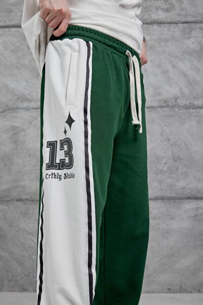 NOMARC Erkek Yeşil Weirdx Yazılı Baggy Eşofman Altı