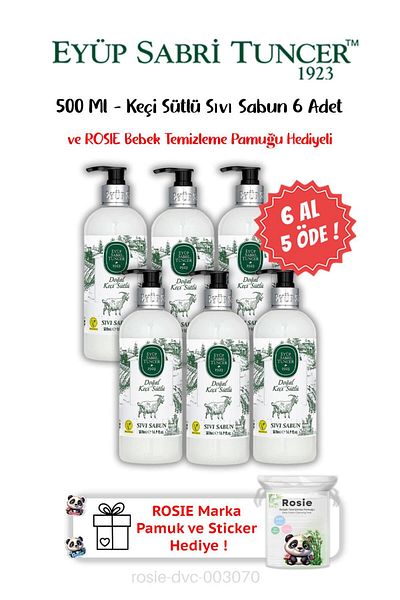 Eyüp Sabri Tuncer Goat Milk Liquid Soap 500 ml Buy 6 Get 5 and Rosie Gift