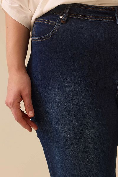 Gala-Xi Galaxi Women's Large Size Straight Cut Trousers with Pockets 4010 Navy Blue