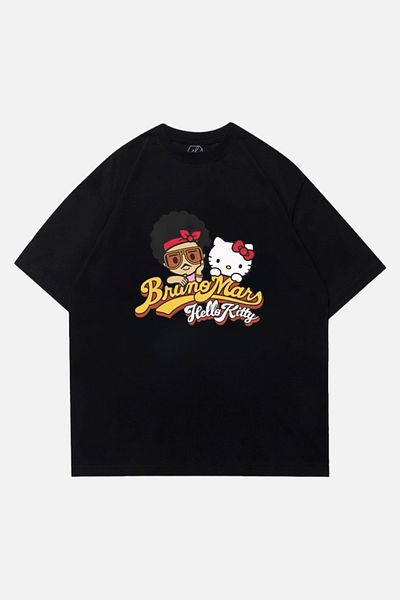 EFBUTİK Μαύρο μπλουζάκι Unisex Bruno Mars & Hello Kitty