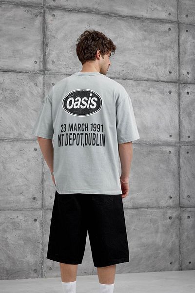 NOMARC Γκρι Oasis Written Washable Oversize Tshirt