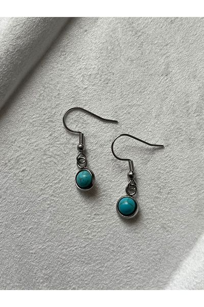 Pel Design Handcrafted Turquoise Turquoise Stone Steel Earrings