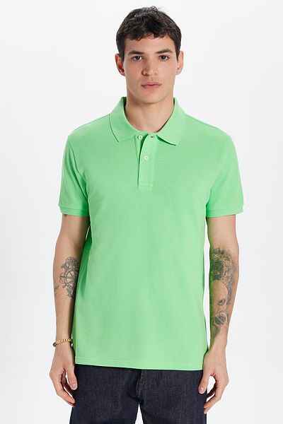 Tudors Ανδρικό T-shirt Slim Fit Slim Fit 100% βαμβακερό πράσινο γιακά πόλο