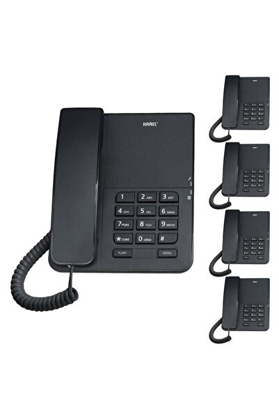 KAREL Tm140 Analog Masaüstü Kablolu Telefon 5'li Fırsat Paketi Siyah