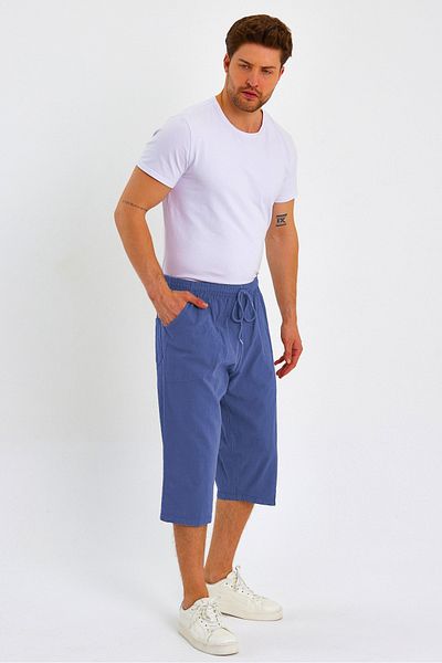 Dechers Men's Large Size 100% Cotton Linen Look Capri E203