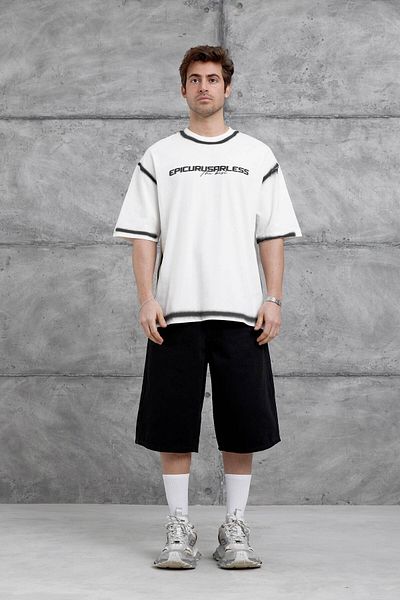 NOMARC Λευκό Oversize T-shirt με επιγραφή Epicurusarless