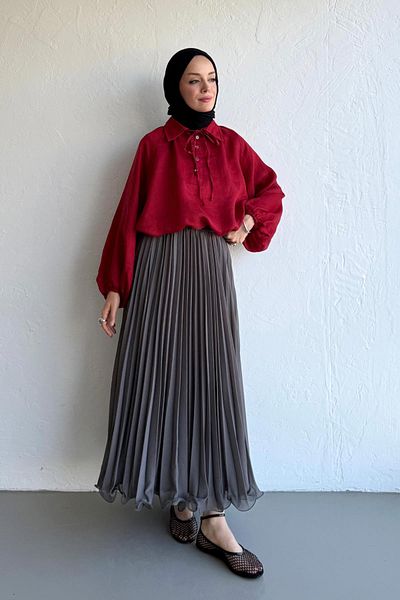 Moca Gray Rue Chiffon Skirt