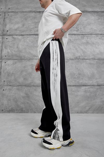 NOMARC Pantaloni de trening largi cu dungi negre