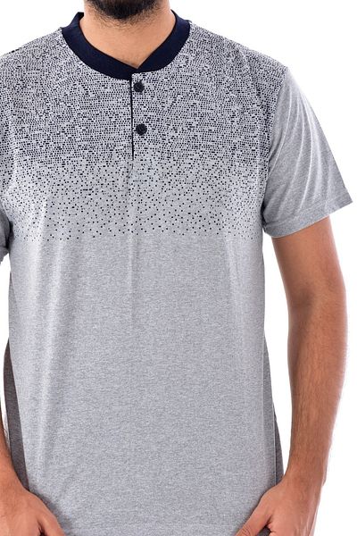 Pemilo Men's Gray Single Jersey Short Sleeve Pajama Set - 1030