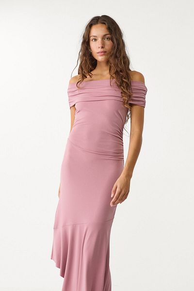 Stradivarius Off-the-shoulder Midi Dress Limited Edition