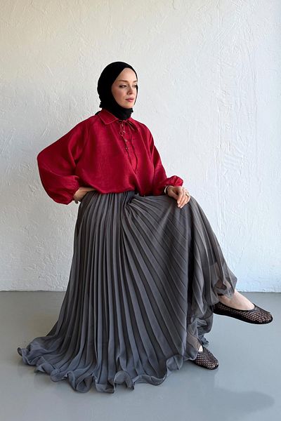 Moca Gray Rue Chiffon Skirt
