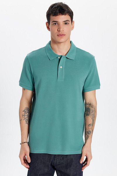 Tudors Ανδρικό T-shirt Slim Fit Slim Fit 100% βαμβακερό πράσινο γιακά πόλο
