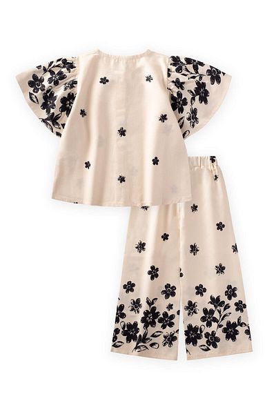 Cigit 2-8 Years Ecru Trousers Blouse Set