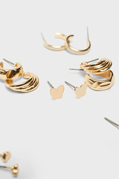 Ervalina 9'lu Romantik Küpe Seti Altın Rengi 1396