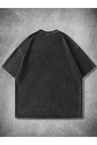 Touz Moda تي شيرت عتيق كبير الحجم مطبوع عليه وردة ريترو قابل للغسل