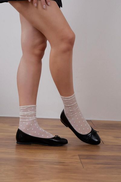 sovrana Ribbon Detailed Ballerina Ballerina Black Wrinkled Patent Leather