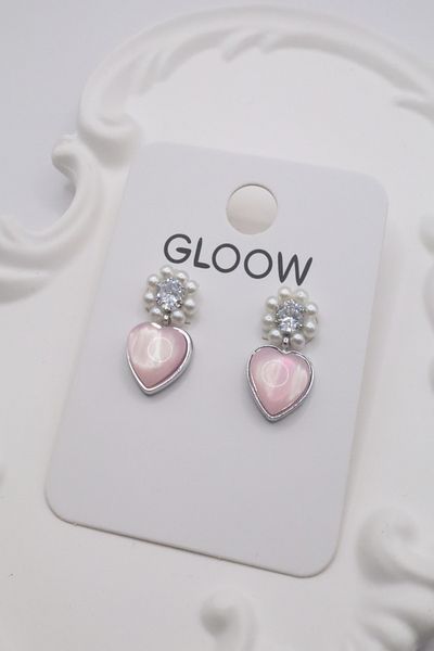 DEMOKAN Women Earrings Dangle Mother of Pearl Heart Zircon Stone Bud Pearl Leaf Flower Earrings