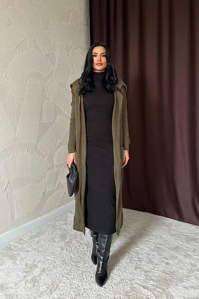 COTTONLAB Khaki Cardigan with Back Writing