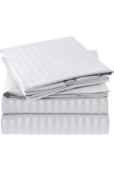 POYFAM Pamuk Saten Lastiksiz Düz Çarşaf Çift Kişilik - 240x260 Otel Çarşafı B...