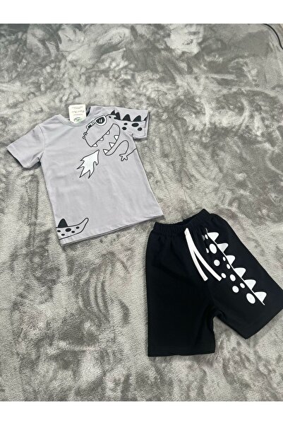 NEWKİDS 3-6 Years Old Printed Shorts Combed Cotton Boy's Suit