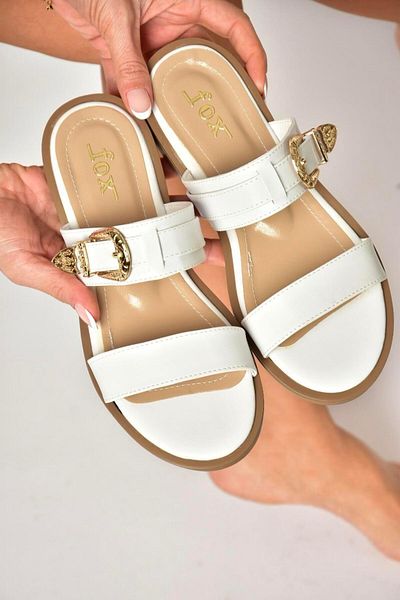 Fox Shoes U 250066509   White Buckle Women's Slippers