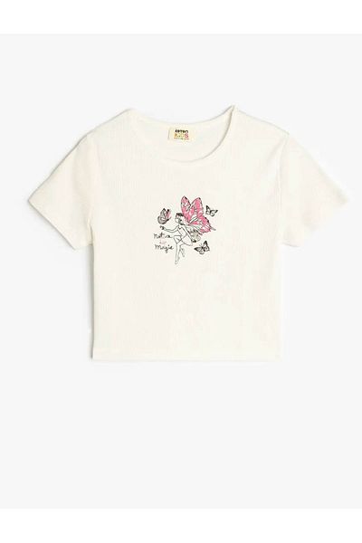 Koton Crew Neck Short Sleeve Cotton Printed T-Shirt