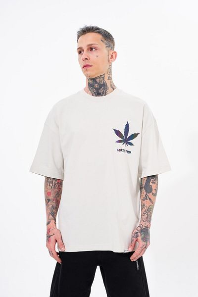 Machinist Ανδρικό μπλουζάκι Macstar Leaf Printed Oversize Grey T-shirt