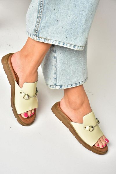 Fox Shoes U 291099303   Beige Genuine Leather Women's Slippers