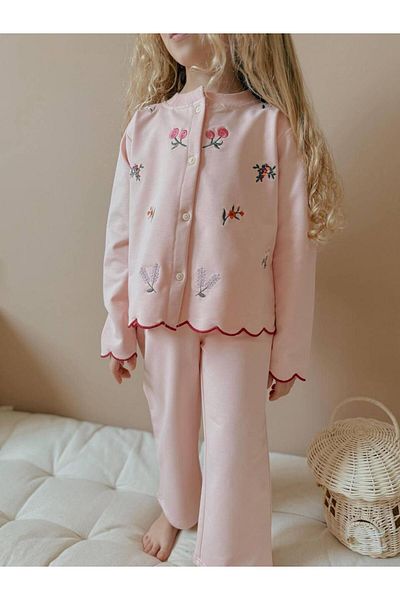 RAPAPA Girl's Floral Holiday Suit with Cardigan Top and Bottom 2592