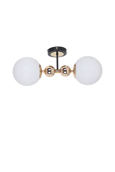 MŞ Aydınlatma Misket Black Gold 2 White Glass Plafonier Chandelier