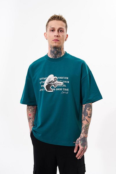 Machinist Ανδρικό μπλουζάκι Petrol Green Oversize - Toxic People Printed