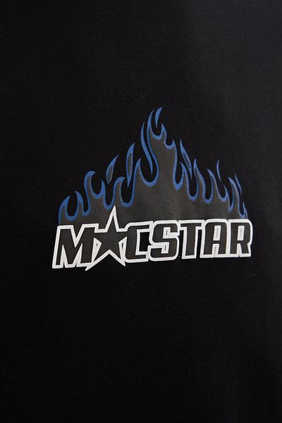 Machinist تي شيرت أسود كبير الحجم مطبوع عليه Macstar Flame للرجال