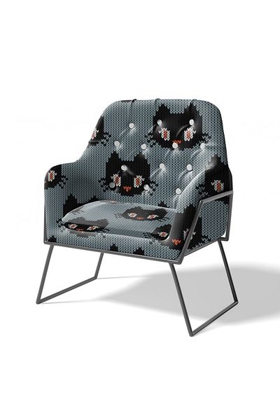 KumaşEvi Black Cat Pattern Durable Polyester Fabric/ Suitable for Upholstery, Bags, Cushions and Cover Use 1 m